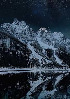 Snowy Mountain Reflection