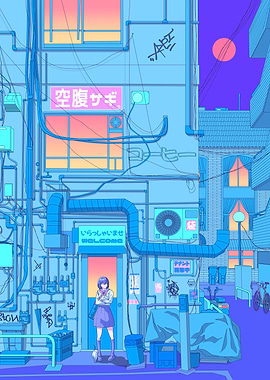 Cyberpunk Japanese Alleyway
