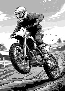 Black and White Motocross Rider