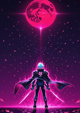 Cyberpunk Samurai Under Crimson Moon