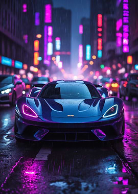 Neon City Sports Car