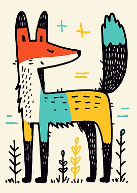 Colorful Fox Illustration