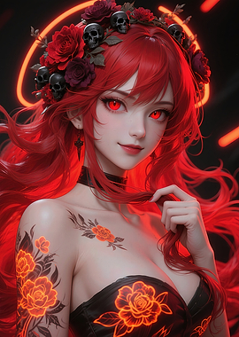 Scarlet – Fiery Confidence With Crimson Eyes and Red Hair