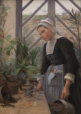 Woman Watering Plants