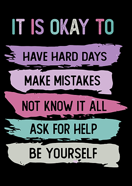 It's Okay to Not be Okay Poster - Motivational Kids Wall Art, Classroom Decor