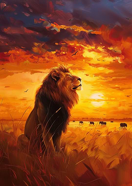 Lion at Sunset