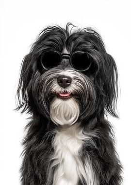 Cool Tibetan Terrier Dog Wearing Sunglasses