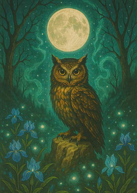 Mystic Owl Under the Moonlight