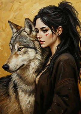 Woman and Wolf Portrait