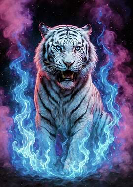 White Tiger in Flames