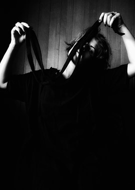 Black and White Portrait with Fabric