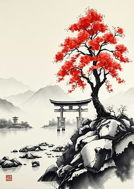 Japanese Watercolor Landscape