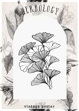 Ginkgo Biloba Vintage Poster