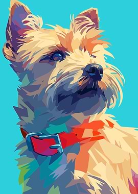 Cute Terrier Dog Portrait Geometric Minimalist Art Illustration