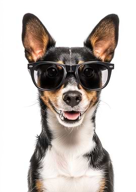 Cool Toy Fox Terrier Dog Wearing Sunglasses