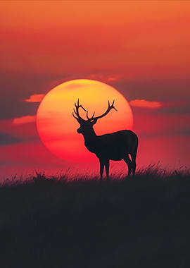 Deer Silhouette Sunset