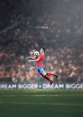 David Villa Soccer Action