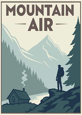 Mountain Air Poster With Hiker