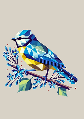Geometric Blue Tit – Low Poly Springtime Beauty