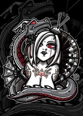 Geisha with Dragon Tattoo
