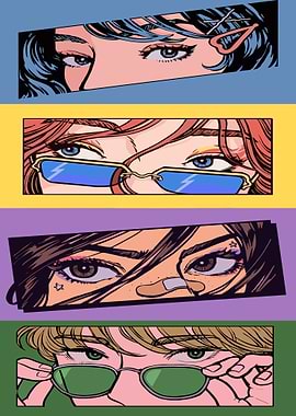 Close-up Eyes in Comic Style