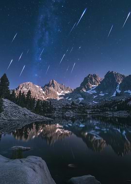 Mountain Lake Night Sky