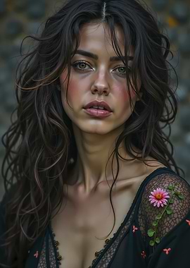 Woman with Flower in Hair