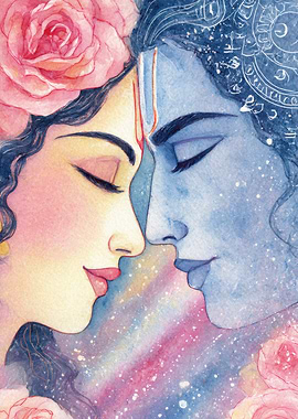 Shiva Parvati Love Watercolor
