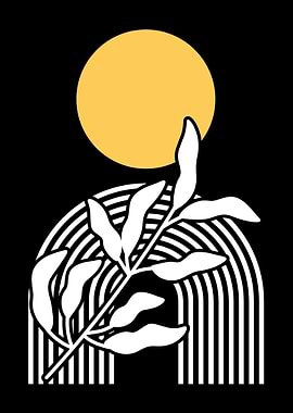Minimalist Sun and Plant