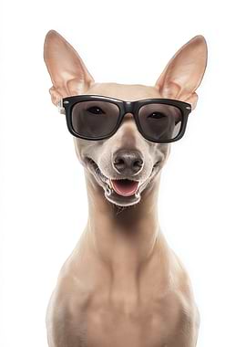 Cool American Hairless Terrier Dog Wearing Sunglasses