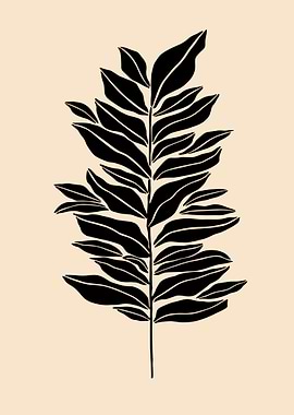 Black and White Leaf Print