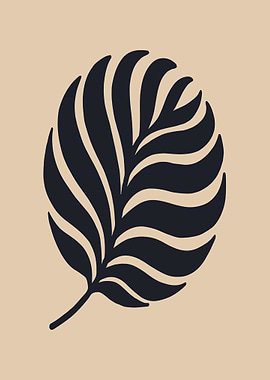 Black and Beige Leaf Illustration
