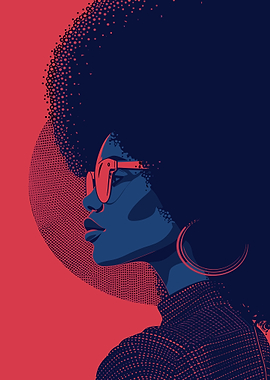 Woman with Afro and Sunglasses