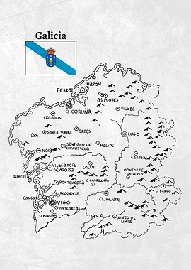 Handdrawn Map of Galicia