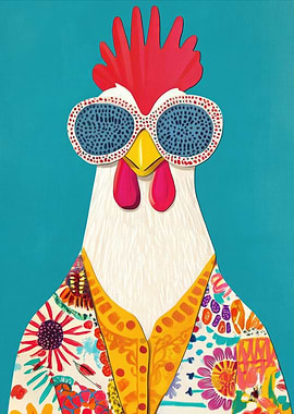Funky Rooster in Sunglasses
