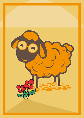 Smiling Sheep with Flowers
