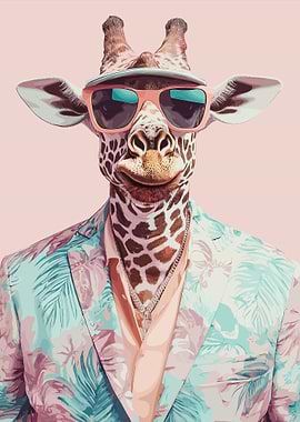Giraffe in Sunglasses and Suit