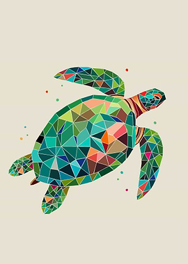 Geometric Sea Turtle – Low Poly Ocean Spirit