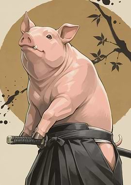 Samurai Pig Illustration
