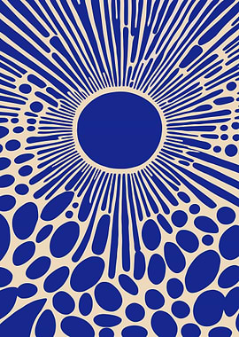 Abstract Blue and Beige Sunburst