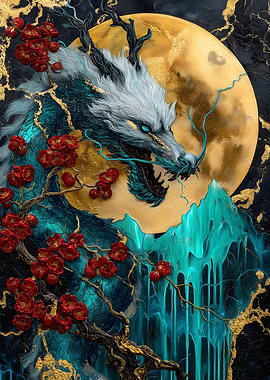 Dragon and Moon Painting
