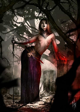 Dark Fantasy Woman with Sword