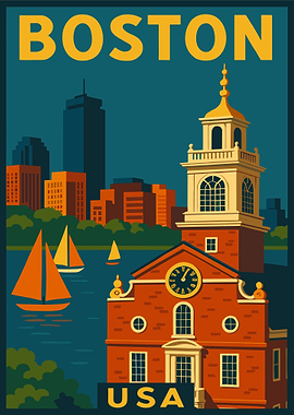 Boston Skyline & Old North Church