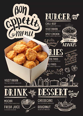 Fast Food Menu with Chicken Nuggets