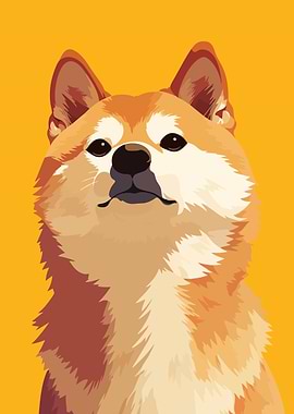 Handsome Shiba Inu Dog Minimalist Art Illustration