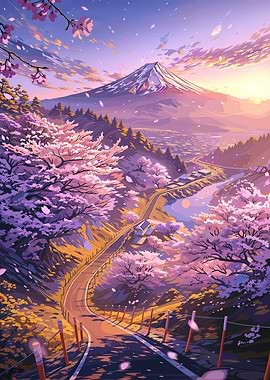 Mount Fuji Cherry Blossom Landscape