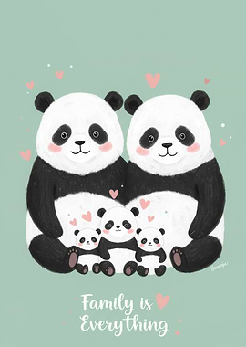 Panda Family Love