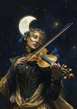 Violinist Under the Moon