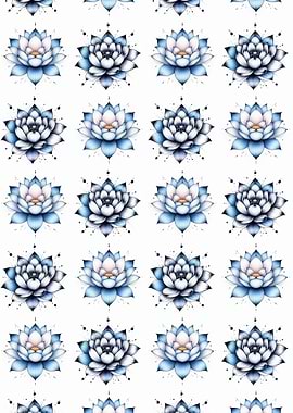 Blue Lotus Flower Pattern