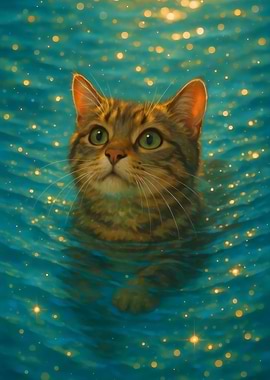 Cat in Golden Shimmer